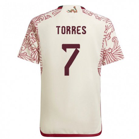 Kandiny Enfant Maillot Mexique Christian Torres #7 Merveille Blanc Rouge Tenues Extérieur 22-24 T-shirt
