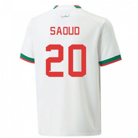 Kandiny Enfant Maillot Maroc Imane Saoud #20 Blanc Tenues Extérieur 22-24 T-shirt
