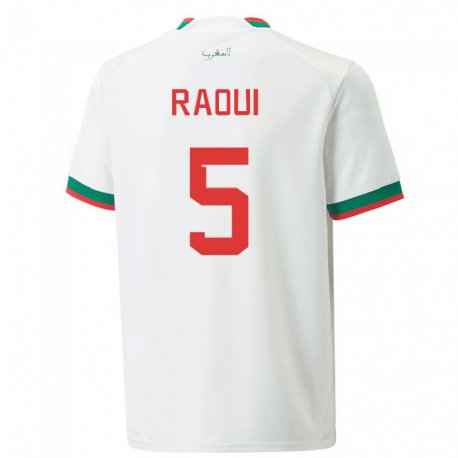 Kandiny Enfant Maillot Maroc Oussama Raoui #5 Blanc Tenues Extérieur 22-24 T-shirt