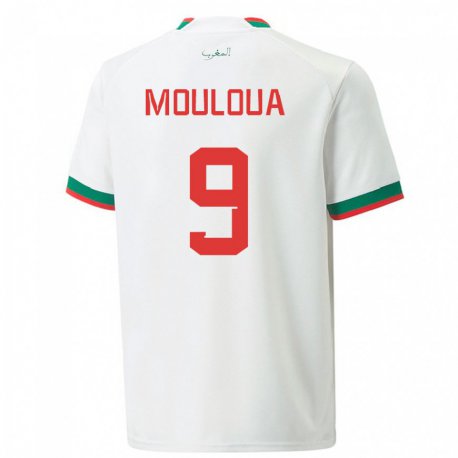 Kandiny Enfant Maillot Maroc Ayoub Mouloua #9 Blanc Tenues Extérieur 22-24 T-shirt