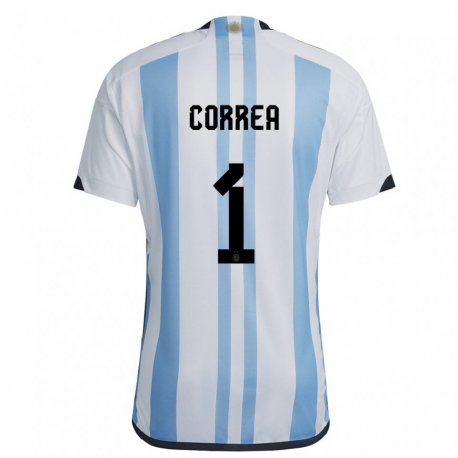 Kandiny Homme Maillot Argentine Vanina Correa #1 Blanc Bleu Ciel Tenues Domicile 22-24 T-shirt