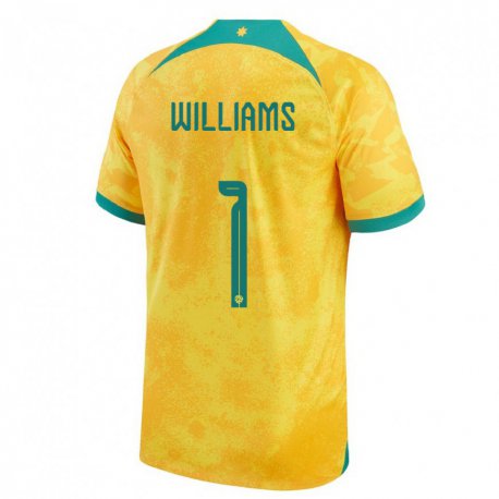 Kandiny Homme Maillot Australie Lydia Williams #1 Doré Tenues Domicile 22-24 T-shirt