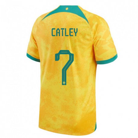 Kandiny Homme Maillot Australie Stephanie Catley #7 Doré Tenues Domicile 22-24 T-shirt
