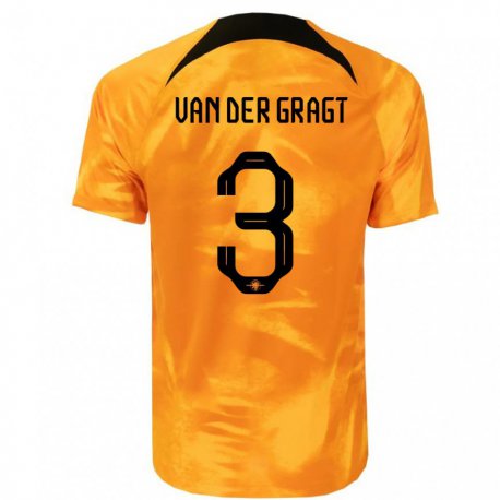 Kandiny Homme Maillot Pays-bas Stefanie Van Der Gragt #3 Orange Laser Tenues Domicile 22-24 T-shirt