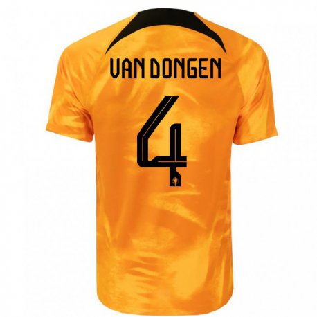 Kandiny Homme Maillot Pays-bas Merel Van Dongen #4 Orange Laser Tenues Domicile 22-24 T-shirt