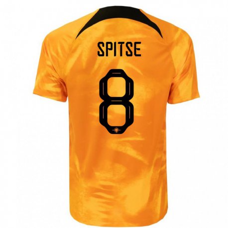 Kandiny Homme Maillot Pays-bas Sherida Spitse #8 Orange Laser Tenues Domicile 22-24 T-shirt