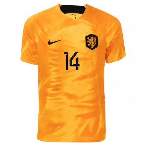 Kandiny Homme Maillot Pays-bas Jackie Groenen #14 Orange Laser Tenues Domicile 22-24 T-shirt