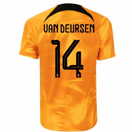 Kandiny Homme Maillot Pays-bas Eva Van Deursen #14 Orange Laser Tenues Domicile 22-24 T-shirt