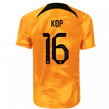 Kandiny Homme Maillot Pays-bas Lize Kop #16 Orange Laser Tenues Domicile 22-24 T-shirt
