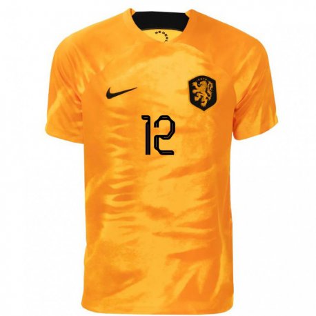 Kandiny Homme Maillot Pays-bas Dave Kwakman #12 Orange Laser Tenues Domicile 22-24 T-shirt