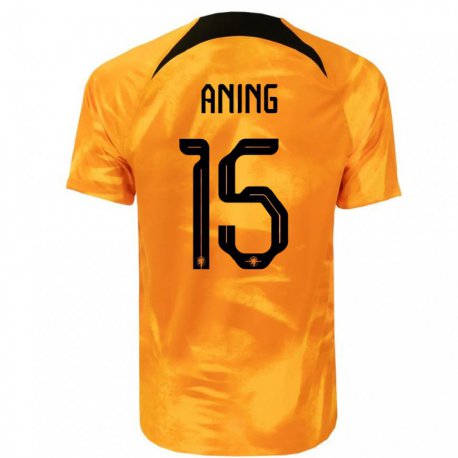 Kandiny Homme Maillot Pays-bas Prince Aning #15 Orange Laser Tenues Domicile 22-24 T-shirt