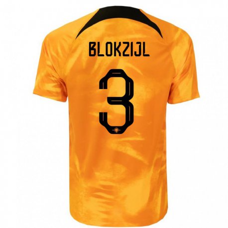 Kandiny Homme Maillot Pays-bas Thijmen Blokzijl #3 Orange Laser Tenues Domicile 22-24 T-shirt