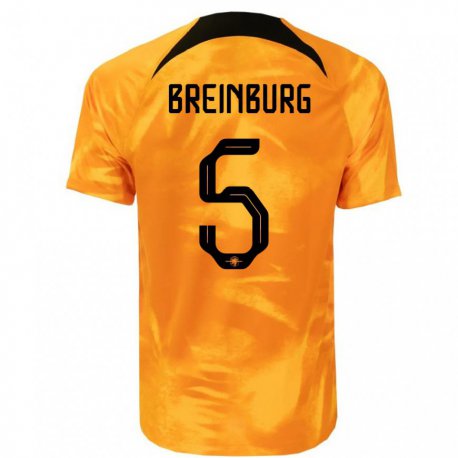 Kandiny Homme Maillot Pays-bas Rainey Breinburg #5 Orange Laser Tenues Domicile 22-24 T-shirt