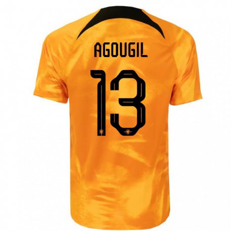 Kandiny Homme Maillot Pays-bas Oualid Agougil #13 Orange Laser Tenues Domicile 22-24 T-shirt