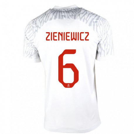 Kandiny Homme Maillot Pologne Wiktoria Zieniewicz #6 Blanc Tenues Domicile 22-24 T-shirt