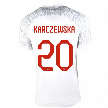 Kandiny Homme Maillot Pologne Nikola Karczewska #20 Blanc Tenues Domicile 22-24 T-shirt