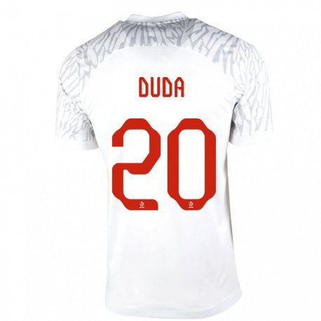 Kandiny Homme Maillot Pologne Kacper Duda #20 Blanc Tenues Domicile 22-24 T-shirt