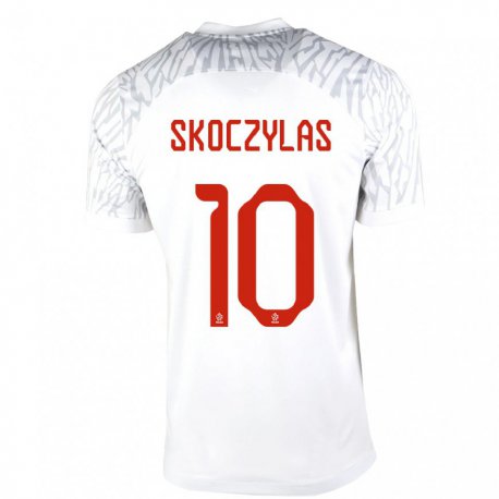 Kandiny Homme Maillot Pologne Mateusz Skoczylas #10 Blanc Tenues Domicile 22-24 T-shirt