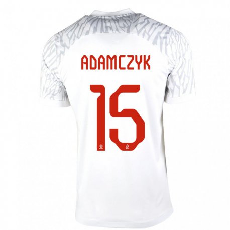 Kandiny Homme Maillot Pologne Nico Adamczyk #15 Blanc Tenues Domicile 22-24 T-shirt