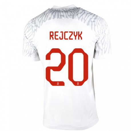 Kandiny Homme Maillot Pologne Filip Rejczyk #20 Blanc Tenues Domicile 22-24 T-shirt