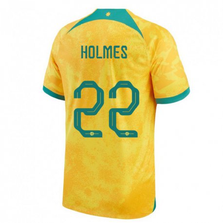 Kandiny Homme Maillot Australie Jordan Holmes #22 Doré Tenues Domicile 22-24 T-shirt