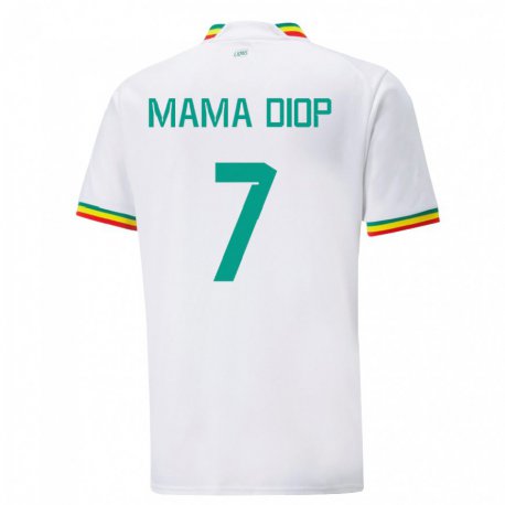 Kandiny Homme Maillot Sénégal Mama Diop #7 Blanc Tenues Domicile 22-24 T-shirt