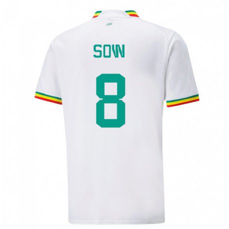 Kandiny Homme Maillot Sénégal Mbayang Sow #8 Blanc Tenues Domicile 22-24 T-shirt