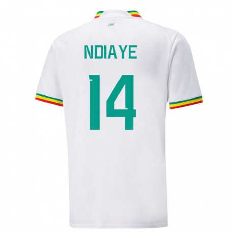 Kandiny Homme Maillot Sénégal Salimata Ndiaye #14 Blanc Tenues Domicile 22-24 T-shirt