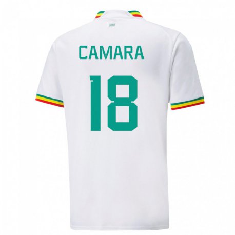 Kandiny Homme Maillot Sénégal Meta Camara #18 Blanc Tenues Domicile 22-24 T-shirt
