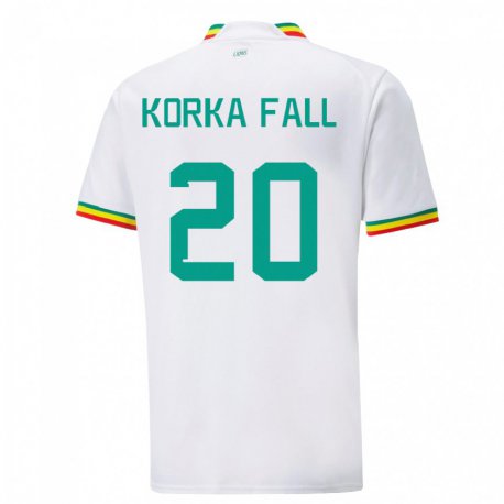 Kandiny Homme Maillot Sénégal Korka Fall #20 Blanc Tenues Domicile 22-24 T-shirt