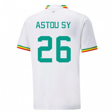 Kandiny Homme Maillot Sénégal Astou Sy #26 Blanc Tenues Domicile 22-24 T-shirt