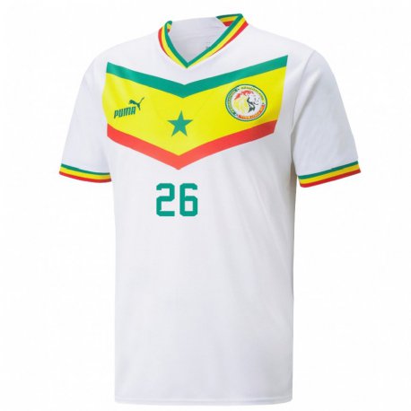 Kandiny Homme Maillot Sénégal Astou Sy #26 Blanc Tenues Domicile 22-24 T-shirt