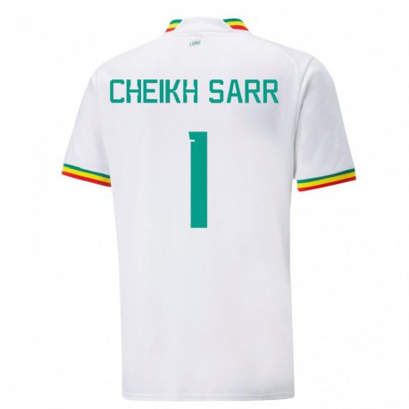 Kandiny Homme Maillot Sénégal Cheikh Sarr #1 Blanc Tenues Domicile 22-24 T-shirt