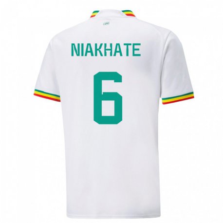 Kandiny Homme Maillot Sénégal Niakhate N Diaye #6 Blanc Tenues Domicile 22-24 T-shirt