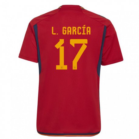 Kandiny Homme Maillot Espagne Lucia Garcia #17 Rouge Tenues Domicile 22-24 T-shirt