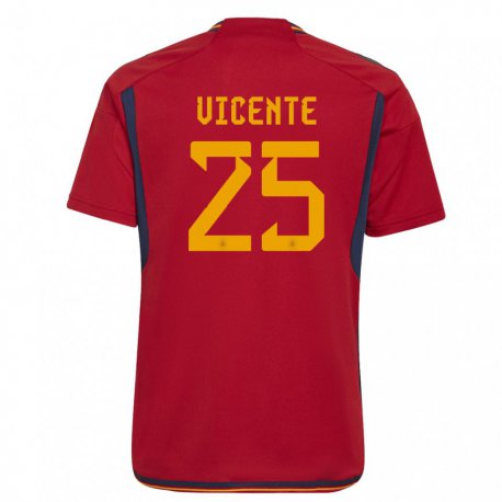 Kandiny Homme Maillot Espagne Ainhoa Vicente #25 Rouge Tenues Domicile 22-24 T-shirt