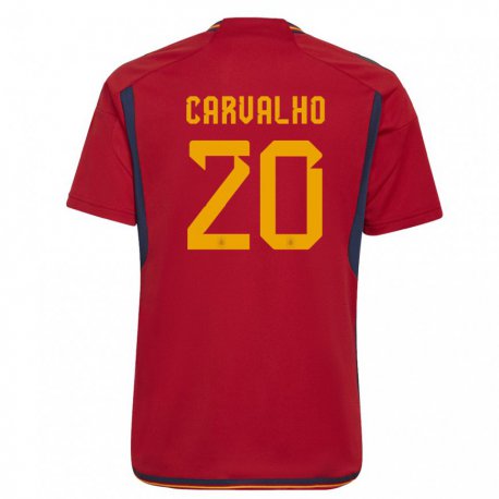 Kandiny Homme Maillot Espagne Miguel Carvalho #20 Rouge Tenues Domicile 22-24 T-shirt