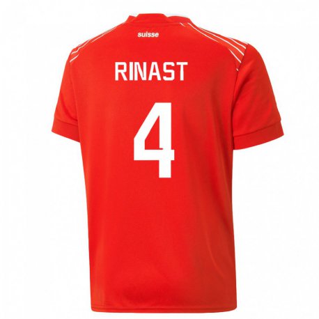 Kandiny Homme Maillot Suisse Rachel Rinast #4 Rouge Tenues Domicile 22-24 T-shirt
