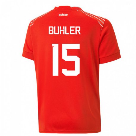 Kandiny Homme Maillot Suisse Luana Buhler #15 Rouge Tenues Domicile 22-24 T-shirt