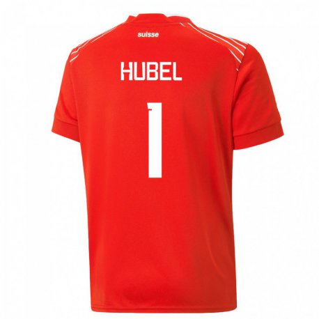Kandiny Homme Maillot Suisse Marvin Hubel #1 Rouge Tenues Domicile 22-24 T-shirt