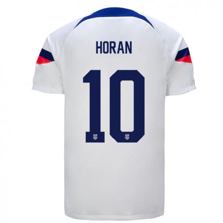 Kandiny Homme Maillot États-unis Lindsey Horan #10 Blanc Tenues Domicile 22-24 T-shirt