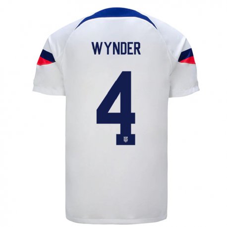 Kandiny Homme Maillot États-unis Joshua Wynder #4 Blanc Tenues Domicile 22-24 T-shirt