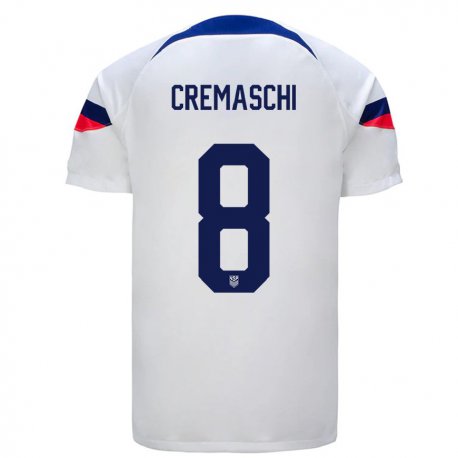 Kandiny Homme Maillot États-unis Benjamin Cremaschi #8 Blanc Tenues Domicile 22-24 T-shirt