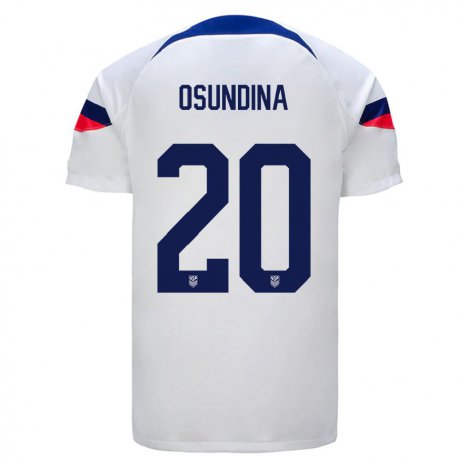 Kandiny Homme Maillot États-unis Korede Osundina #20 Blanc Tenues Domicile 22-24 T-shirt