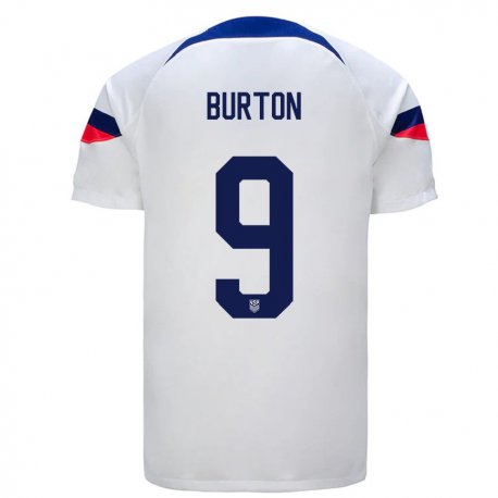 Kandiny Homme Maillot États-unis Micah Burton #9 Blanc Tenues Domicile 22-24 T-shirt