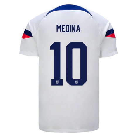 Kandiny Homme Maillot États-unis Cruz Medina #10 Blanc Tenues Domicile 22-24 T-shirt