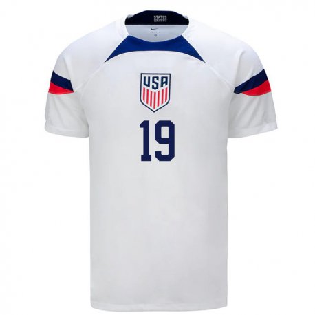 Kandiny Homme Maillot États-unis Ian Shaul #19 Blanc Tenues Domicile 22-24 T-shirt