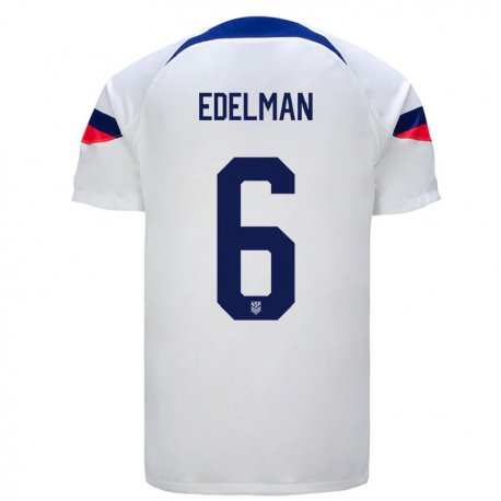 Kandiny Homme Maillot États-unis Daniel Edelman #6 Blanc Tenues Domicile 22-24 T-shirt