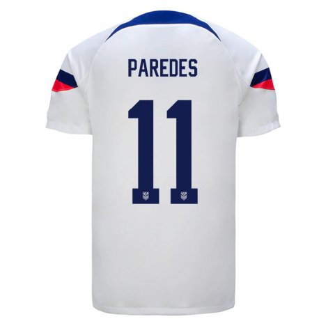 Kandiny Homme Maillot États-unis Kevin Paredes #11 Blanc Tenues Domicile 22-24 T-shirt