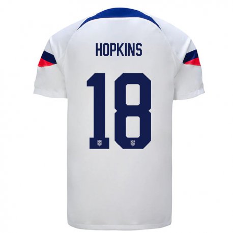 Kandiny Homme Maillot États-unis Jackson Hopkins #18 Blanc Tenues Domicile 22-24 T-shirt